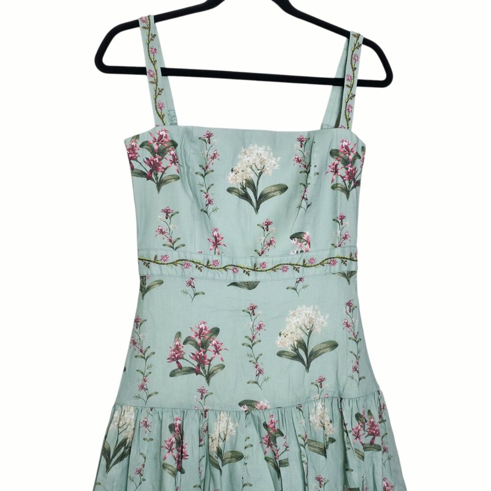 Agua by Agua Bendita Lima Maxi Dress Orquidea Green Embroidered Floral‎ Size M - Picture 5 of 15